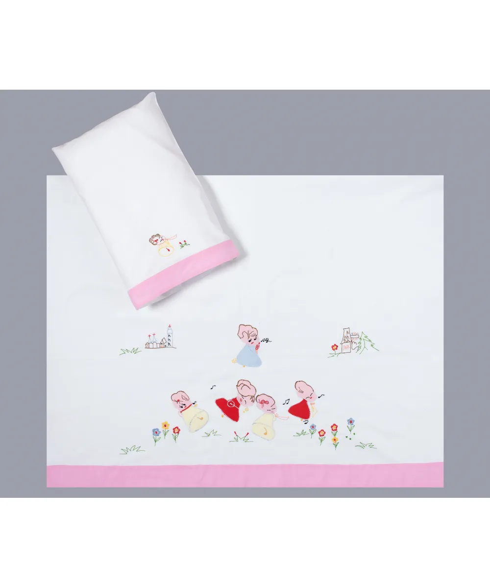 bebe σεντόνι (85cm x 135cm   26cm x 40cm) ροζ