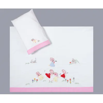 bebe σεντόνι (85cm x 135cm   26cm x 40cm) ροζ