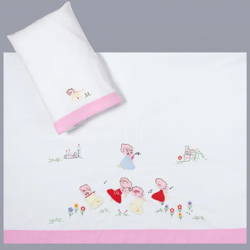 bebe σεντόνι (85cm x 135cm   26cm x 40cm) ροζ
