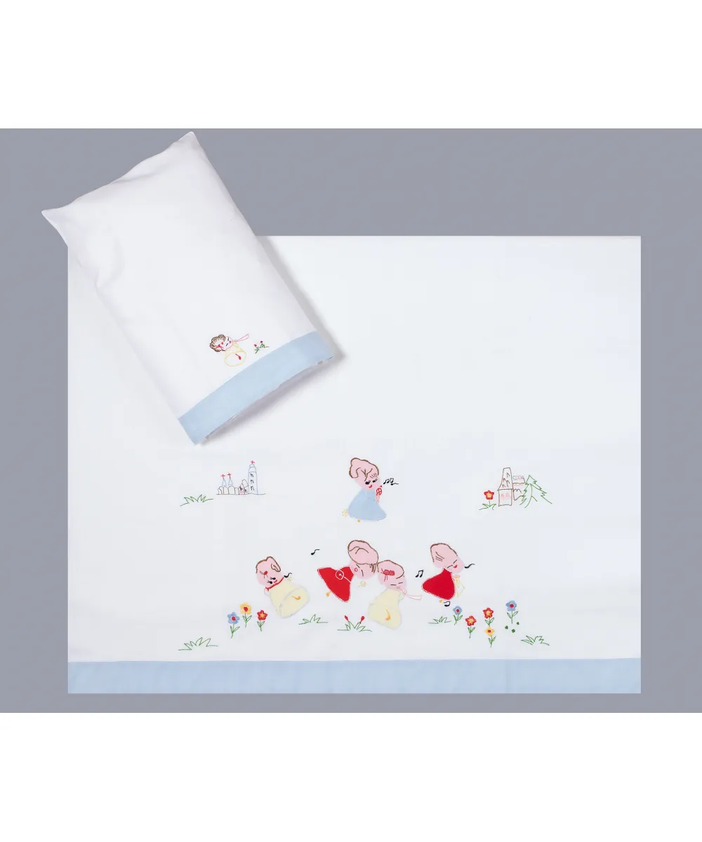 bebe σεντόνι (85cm x 135cm   26cm x 40cm) σιέλ