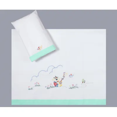 bebe σεντόνι (85cm x 135cm   26cm x 40cm) πράσινο 