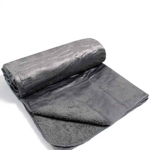 κουβέρτα velvet fleece με sherpa (170cm x 220cm) γκρί