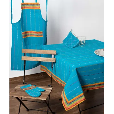 τραπεζοκαρέ (140cm x 140cm) moda ριγέ σιέλ 