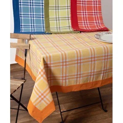 τραπεζομάντηλα ( 140cm x 180cm) moda λευκό καρό πορτοκαλί 