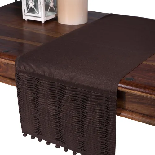 τραβέρσα  (40cm X 170cm)  3819 πλισέ καφέ