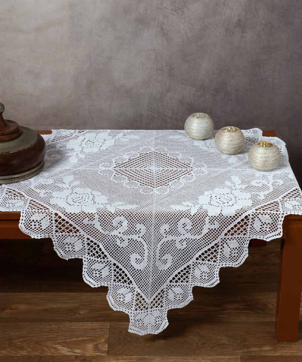 Χειροποίητο μερσεριζέ πλεκτό καρέ 6125 (90cm x 90cm) λευκό Χειροποίητο μερσεριζέ πλεκτό καρέ 6125 (90cm x 90cm) λευκό