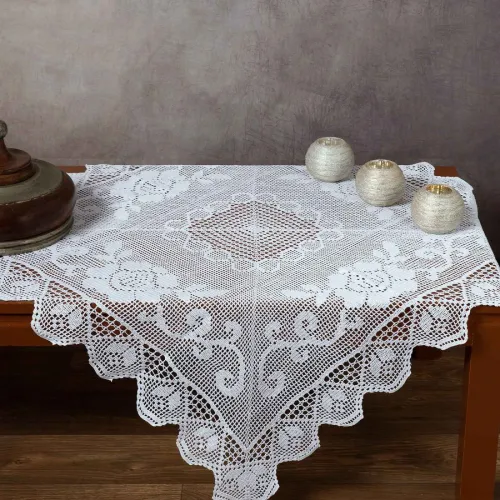 Χειροποίητο μερσεριζέ πλεκτό καρέ 6125 (90cm x 90cm) λευκό
