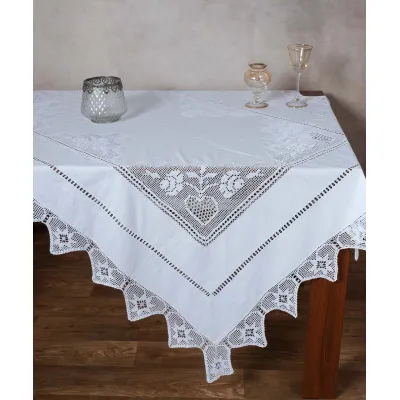 Χειροποίητο τραπεζομάντηλο 1460 (170cm x 250cm) λευκό