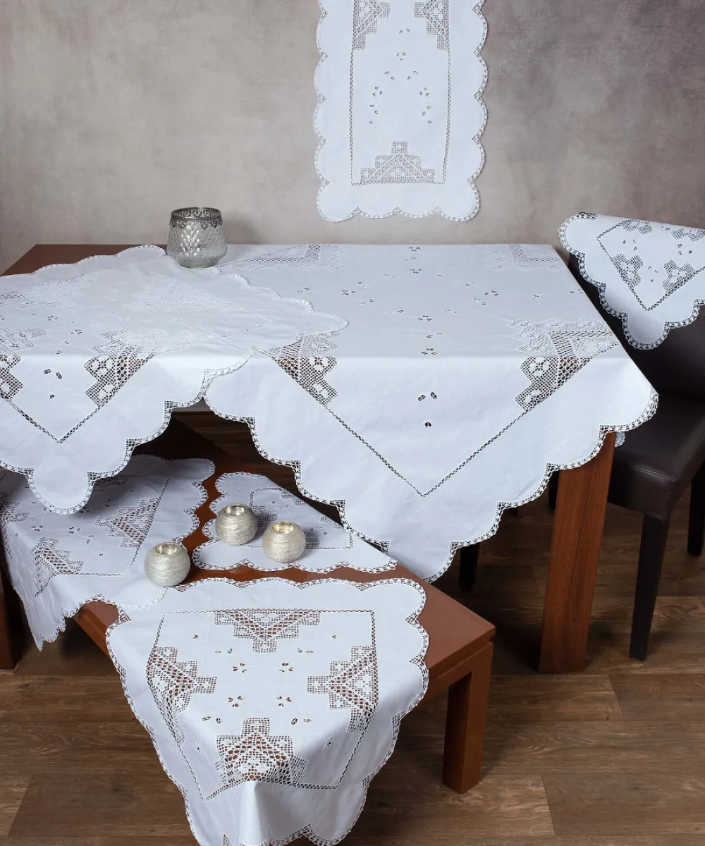 Πλεκτό με ύφασμα σετ 7 τεμαχίων 2318 (140cm x 140cm/90cm x 90cm/50cm x 150cm/60cm x 60cm x 2/40cm x 40cm x 2) λευκό Πλεκτό με ύφασμα σετ 7 τεμαχίων 2318 (140cm x 140cm/90cm x 90cm/50cm x 150cm/60cm x 60cm x 2/40cm x 40cm x 2) λευκό