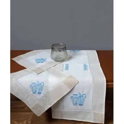 Τραβέρσα με μύτη 3741 (45cm x 175cm) εκρού μπλέ