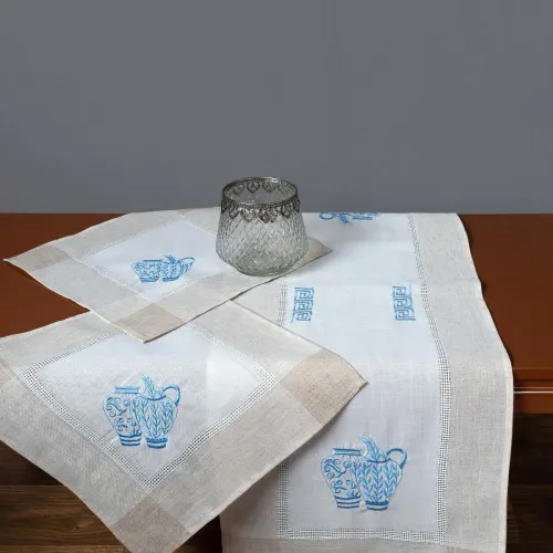 Τραβέρσα με μύτη 3741 (45cm x 175cm) εκρού μπλέ