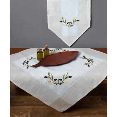 Τραπεζομάντηλο bg23a (175cm x 175cm) ivory με κίτρινη ελιά