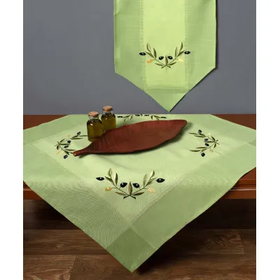 Τραπεζοκαρέ bg23a (135cm x 135cm) πράσινο με κίτρινη ελιά