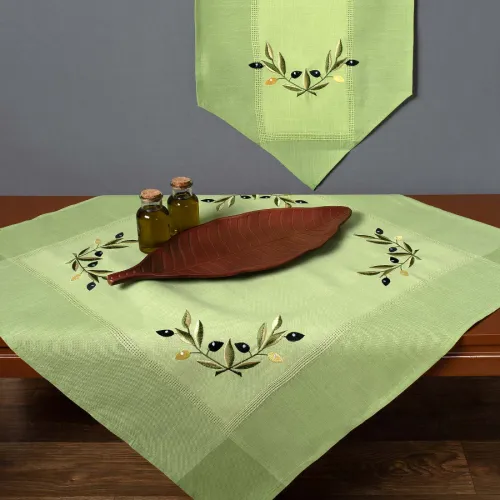 Τραβέρσα bg23a (45cm x 220cm) πράσινη με κίτρινη ελιά