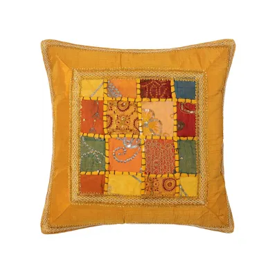 Μαξιλαροθήκη antic με φάσα (45cm x 45cm) κίτρινο σκούρο