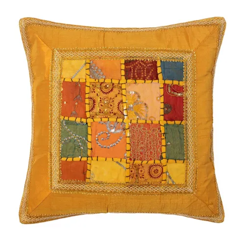 Μαξιλαροθήκη antic με φάσα (45cm x 45cm) κίτρινο σκούρο