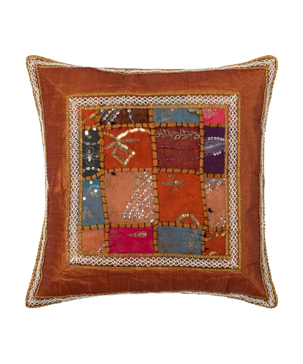 Μαξιλαροθήκη antic με φάσα (45cm x 45cm) καφέ