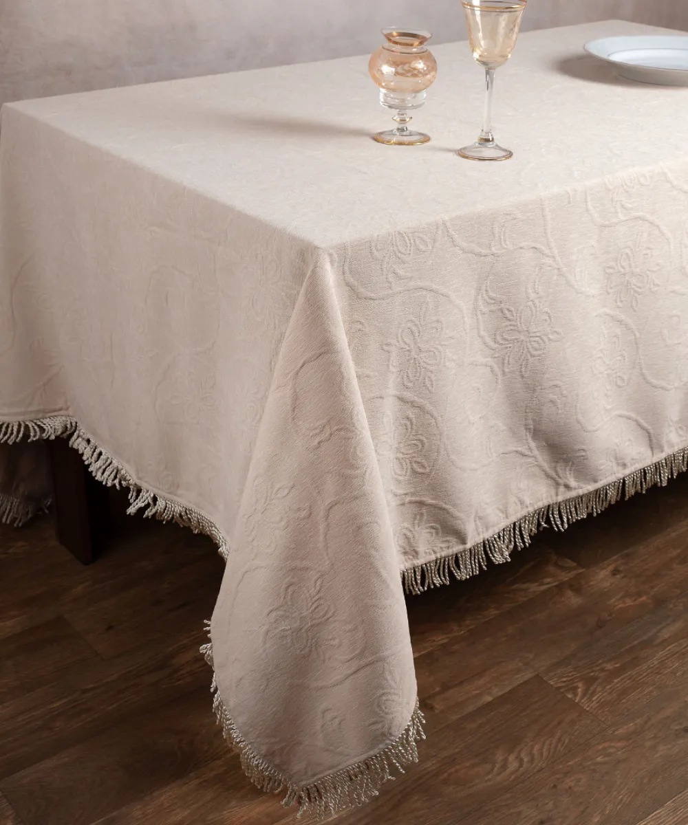 Σενίλ τραπεζομάντηλο 055 (200cm x 280cm) ivory Σενίλ τραπεζομάντηλο 055 (200cm x 280cm) ivory