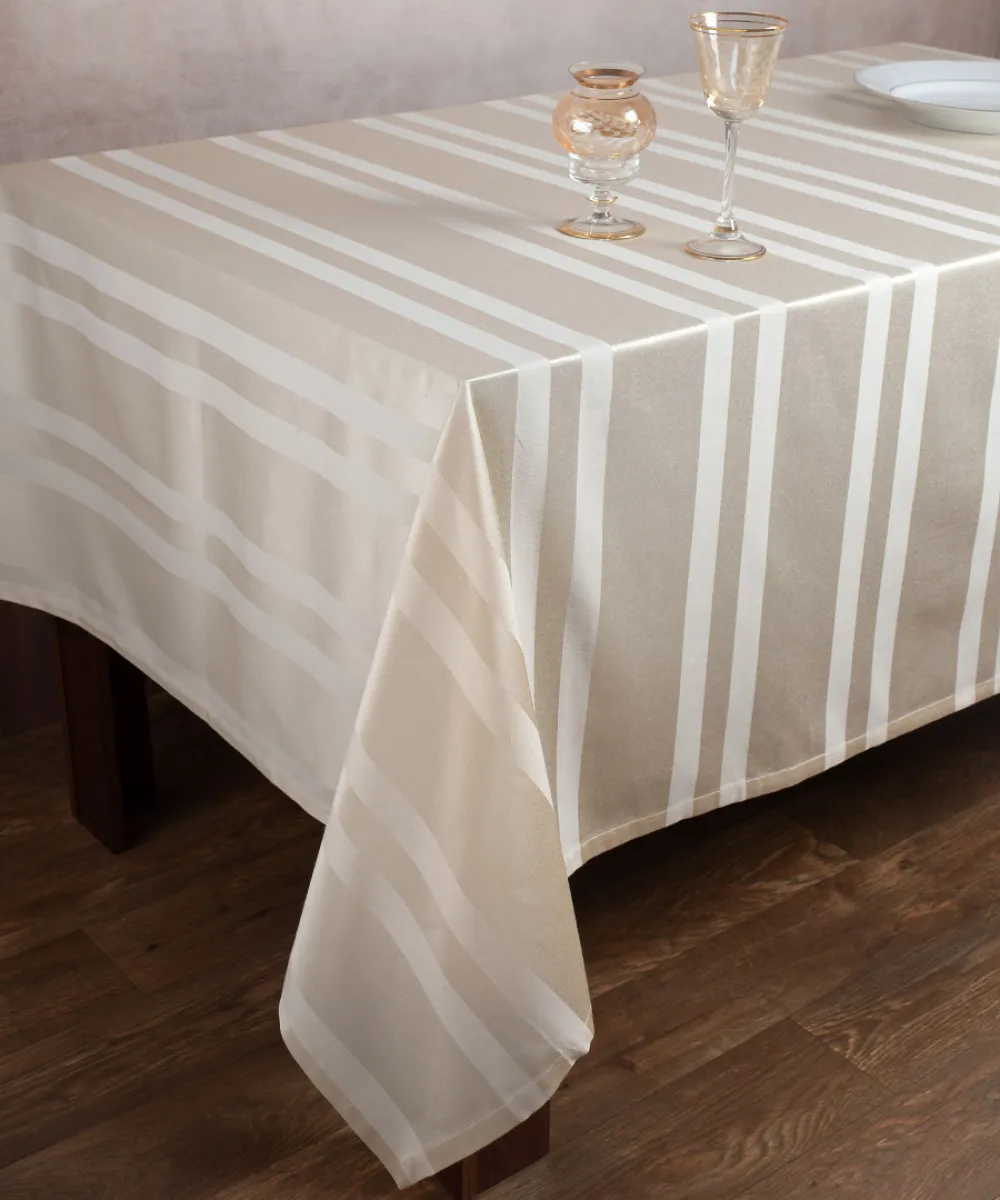 Ριγέ τραπεζομάντηλο dimitra (150cm x 270cm) μπέζ