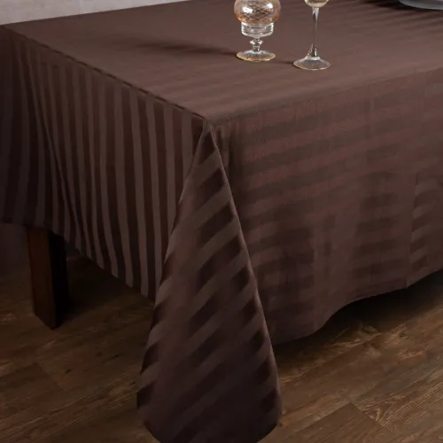 Ριγέ τραπεζομάντηλο dimitra (150cm x 270cm) καφέ