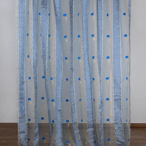 Κουρτίνα sl119 (280cm x 300cm) με τρέσα μπλέ