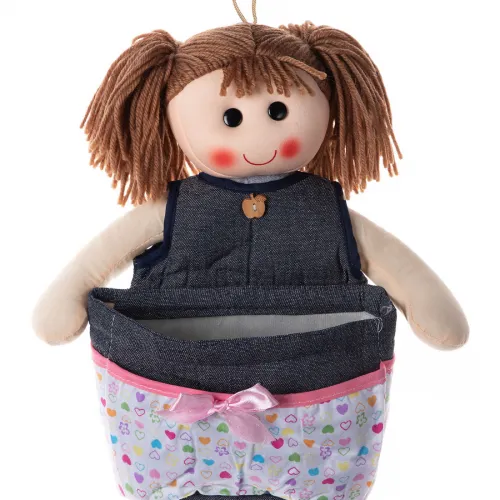 Κούκλα Sylvia με θήκη (30cm x 20cm) jean λευκή