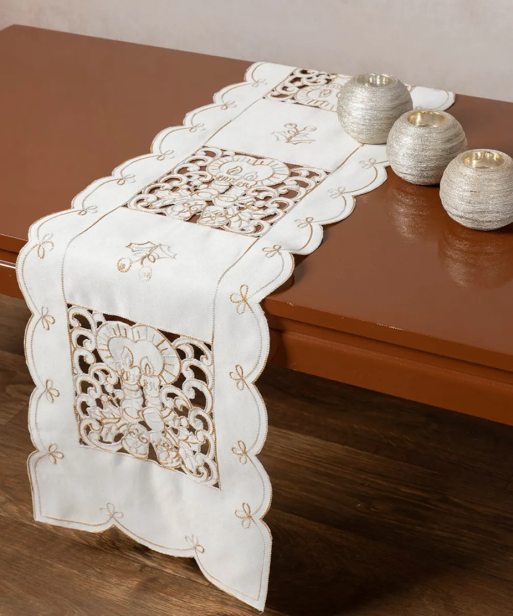 Τραβέρσα χριστουγεννιάτικη 1180 (30cm x 140cm) ivory Τραβέρσα χριστουγεννιάτικη 1180 (30cm x 140cm) ivory