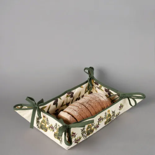 Βαμβακερή ψωμιέρα με στάμπα (33cm x 48cm) μπουκάλι εκρού